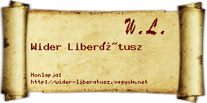 Wider Liberátusz névjegykártya